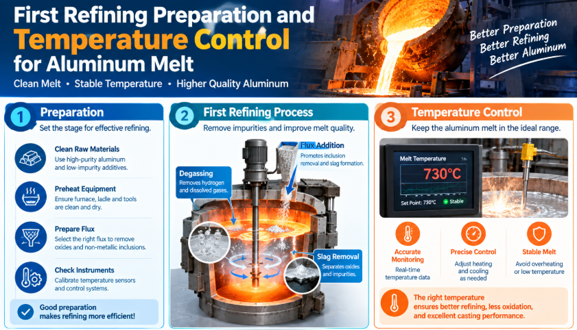 First Refining Preparation and Temperature Control for Aluminum Melt
